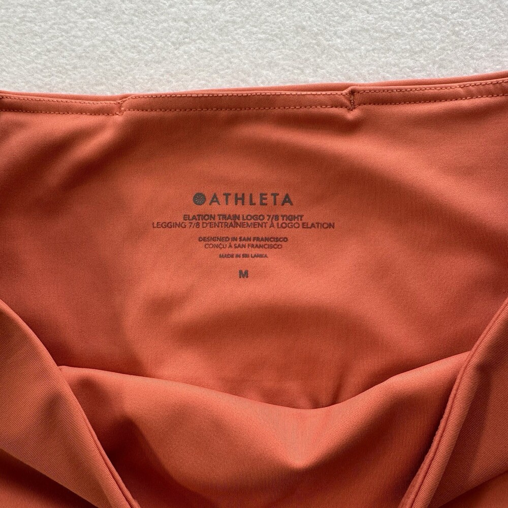 Athleta Orange‎ 3/4 Crop Leggings Medium Sporty Chic Performance Wear Key Pocket - Picture 6 of 11
